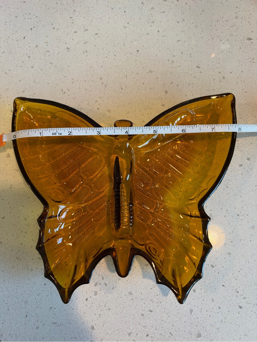 MCM Amber Glass Butterfly Decorative Dish - Home Art - Picture 2 of 4